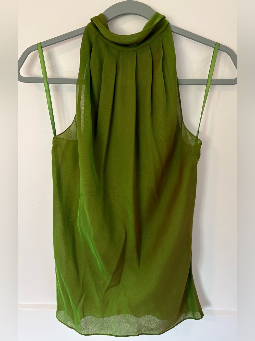 DKNY 100% Silk Olive Green Halter Top - Size 4